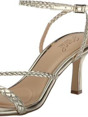 Jewel Badgely Mischka Helia Delicate Gold Braid Ankle Strap Stiletto Sandals-10